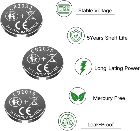 Toyohira CR2032 3v cr2025 cr2016 16 Pack (cr2032 8PCS, CR2025 4PCS, CR2016 4PCS), Lithium Coin Battery Assorted