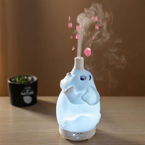 Mor bou Morbou Rotating Elephant Diffuser with Color Gradient Light, Ultrasonic Silent Essential Oil Diffuser for Home