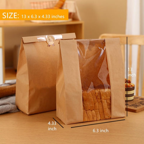 MIUVA Pack 100 Bread Bags for Homemade Bread,Sourdough Paper Bread Bags