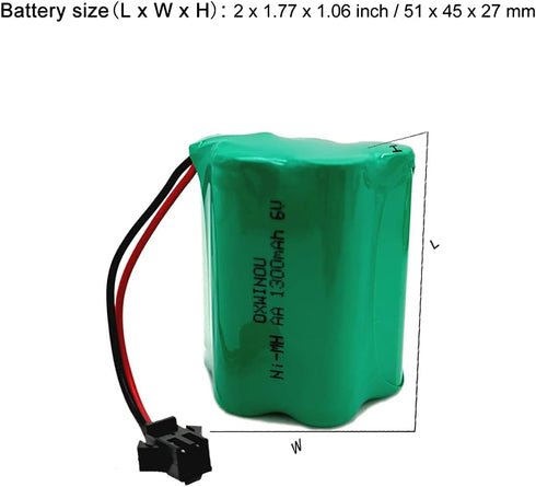 OXWINOU 6V 1300mAh Pack 2P AA5SW (2-Pack) Ni-MH AA Rechargeable Battery with SM Plug for Toys, Lighting and Electric