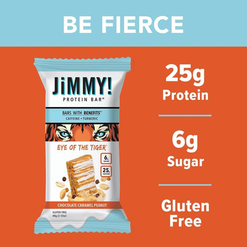 JiMMY'S! Functional Protein Bar - Caramel Chocolate Nut - 12 Count, Low Sugar, 25g Protein