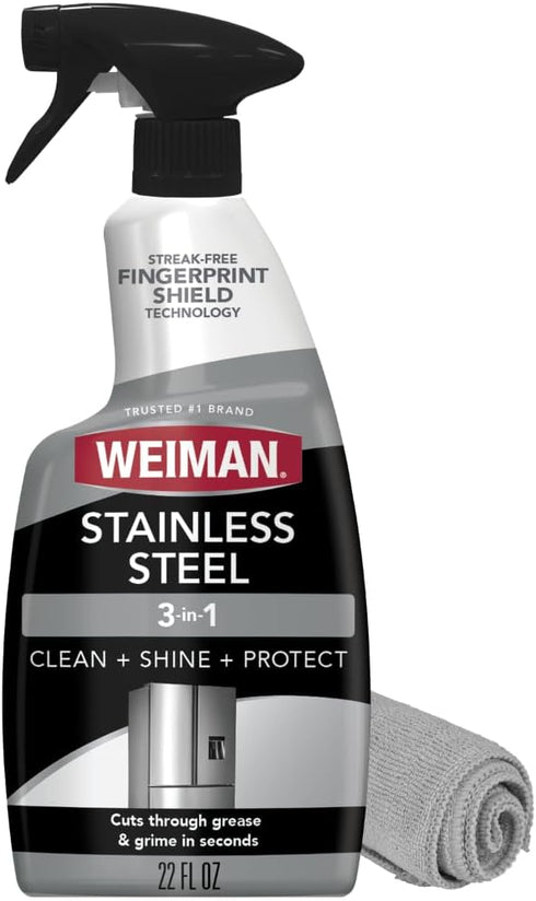 Weiman Stainless Steel Cleaner & Polish, Anti Fingerprint Spray Stainless Steel Cloth,