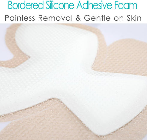 POSTOP MEDICAL WEAR 8"x 8" Heels(Pack 2) Heel Silicone Foam Dressing Wounds Bandages with Gentle Adhesive Border Heel