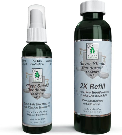 Sensitive Skin Formula Deodorant - Silver Shield, All Natural Colloidal Silver, Spray-on, 2 oz.