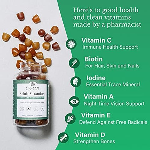 Salaam Nutritionals Adult Multivitamins, Vitamin Gummies for Women and Men, 90 Count, 2 Packs