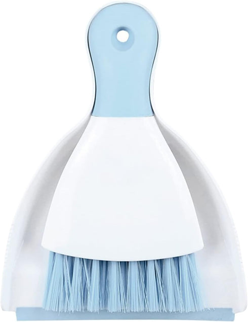 Dust Pan Broom Brush Set, Small Broom and Dustpan for Home Cleaning, Mini Dustpan and Brush for Sofa, Desk, Light Blue
