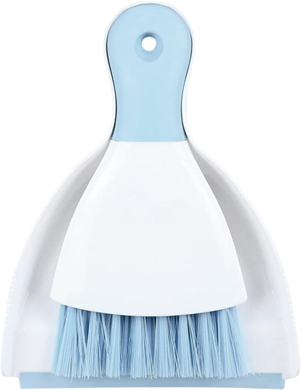 Dust Pan Broom Brush Set, Small Broom and Dustpan for Home Cleaning, Mini Dustpan and Brush for Sofa, Desk, Light Blue