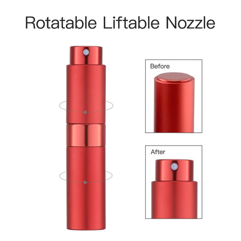 LISAPACK 8ML Atomizer Perfume Spray Bottle for Travel, Empty Refillable Cologne Dispenser, Portable Sprayer, Red