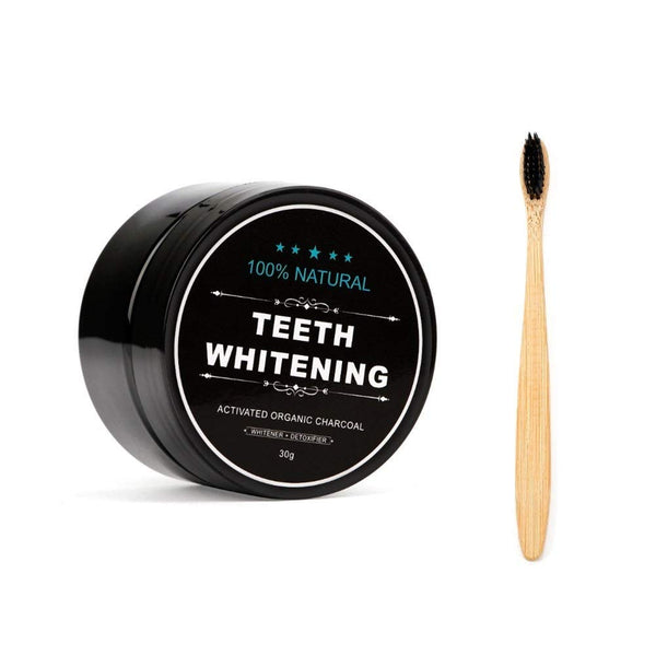 WUBLSYAN Teeth Whitening Charcoal Powder + Bamboo Brush Oral Care Set, Natural Activated