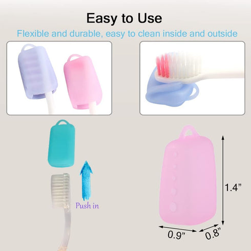 V-TOP 10 Pack Toothbrush Covers Caps, Silicone Portable Tooth Brush Protector for Travel, Home and Outdoor