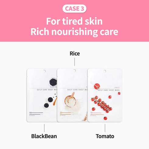 EUNYUL Daily Care Facial Sheet Mask Pack (12 types) - Vegan Korean Skincare for Hydrating and Nourishing