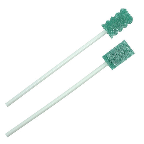 Disposable Dentifrice Treated Oral Care Sponge Swabs, Individual Wrapped, 150 Counts, Dark Green
