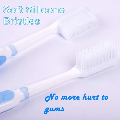 COOL & FRESH Silicone Bristles Toothbrush - 2 Pack Effective Manual Toothbrush