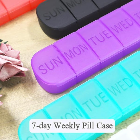 Wopanxye 7-Day 7 Weekly Pill Organizer, Once a Day, Pill Box Container, Matte Purple, Large Compartment Vitamins Case