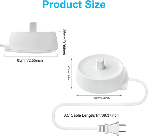 Replacement Charger for Braun Oral-B Electric Toothbrush, Model 3757, Waterproof IPX7 Inductive Charging Adapter,