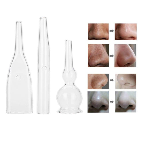 Nikou Vacuum Glass Tube - 3Pcs Glass Pipes Kit for Removal Face Cleanser Beauty Machine Accessories