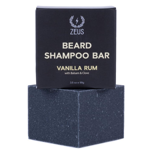 ZEUS Beard Shampoo Bar with Natural Oils - Hydrating Beard Soap for Face & Beard, Vanilla Rum, 3.5 oz