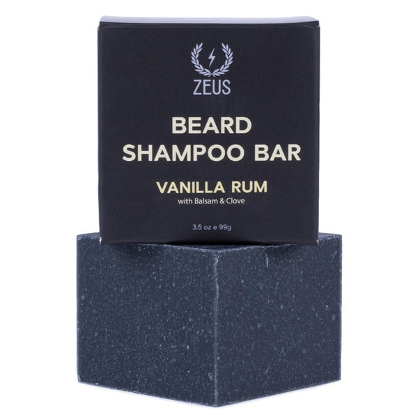 ZEUS Beard Shampoo Bar with Natural Oils - Hydrating Beard Soap for Face & Beard, Vanilla Rum, 3.5 oz