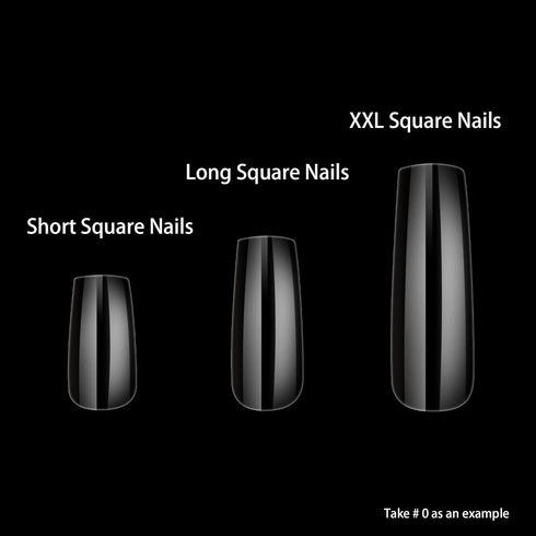 Square Nail Tips Full Cover, Extra Long Clear Professional Acrylic Tips, XXL Ultra-hard Press on Nails (360Pcs)