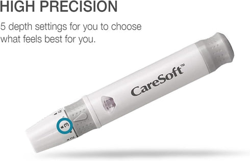 CareSoft Lancing Device - Compatible with Most Round/Universal Diabetic Lancets & CareSens Blood Glucose Monitoring Kit