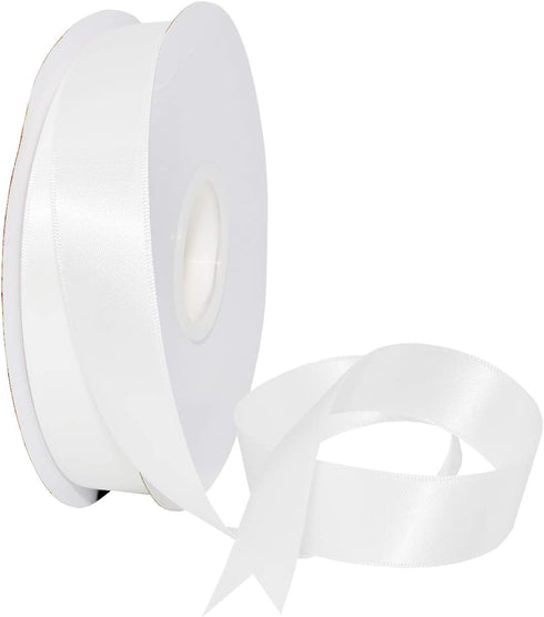 Morex Ribbon Double Face Satin Ribbon 7/8" X 50 YD Off White for Gift Wrapping, Birthday Gift Cards, Satin Dress for