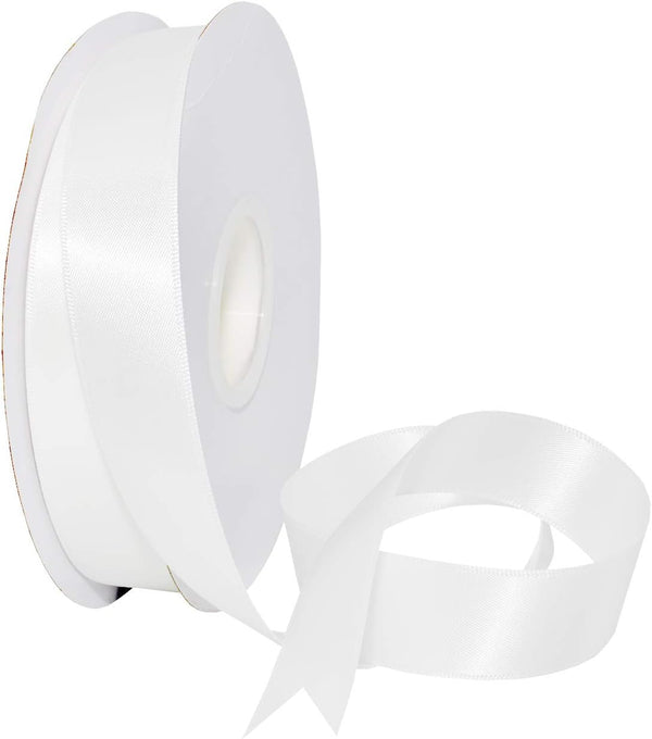 Morex Ribbon Double Face Satin Ribbon 7/8" X 50 YD Off White for Gift Wrapping, Birthday Gift Cards, Satin Dress for