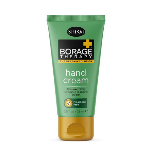 ShiKai Borage Therapy Hand Cream (2.5 oz) | Fast Relief Fragrance Free Moisturizer for Dry Skin with Oatmeal & Shea