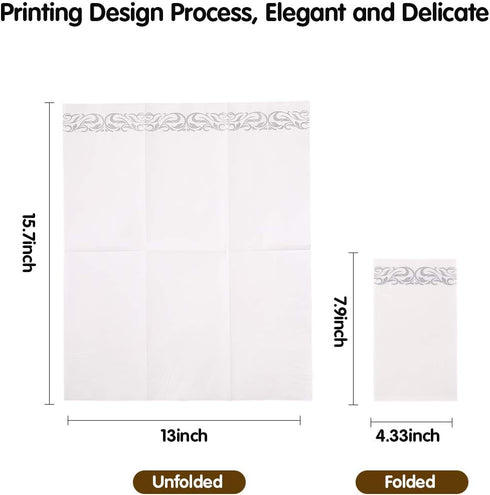 Vplus 400 Pack Paper Napkins, Guest Towels Disposable, Premium Quality 3-ply Dinner Napkins for Events (Silver)
