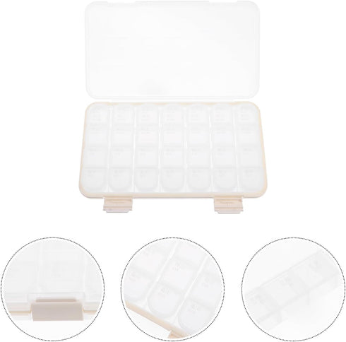 LRXIYODE 7-Day 28 Portable Weekly Pill Organizer Box Large Capacity Compartments Storage Case Sealing Medicine