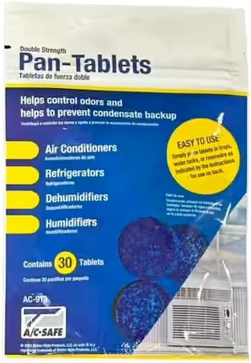 AC-Safe Pan Tablets, 30 Count, Cleans Scum in Drain Pans and Humidifiers