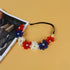 Patriotic Flower Crown Headband, Independence Day Floral Hair Band JHN39 (Blue Red White)