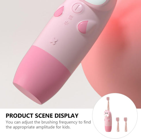 HAMPPLIES Set 4Pcs Electric Toothbrush with Pink Deer Sonic Toothbrush Heads USB Rechargeable Tooth Cleaner