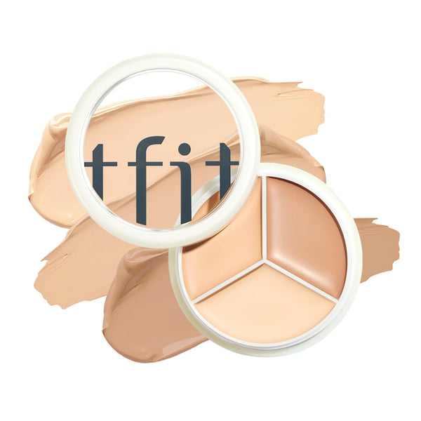 Cover Up Pro Concealer Palette - 3-in-1 Full Coverage Color Correcting Cream (Hydrating, 01 Neutral, 0.52 Oz) for Dark