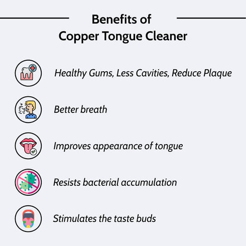 Pure Copper Tongue Scraper Cleaner, Surgical Tongue Scraper, Best Remedy for Bad Breath, Flexible Handle, Set of 1