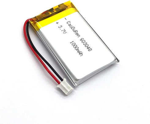 MSDS Verified Part Number: 603048 fits for 603050, Rechargeable 3.7V 1000mAh Li Lipo Lithium Polymer Ion Battery Pack with 2 Pin 2.0mm JST Connector