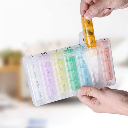 Organizer,28 7 Pill Compartments Portable Travel Pill Organizer Medicine Box Day Pill Box Vitamin Case Moisture-Proof