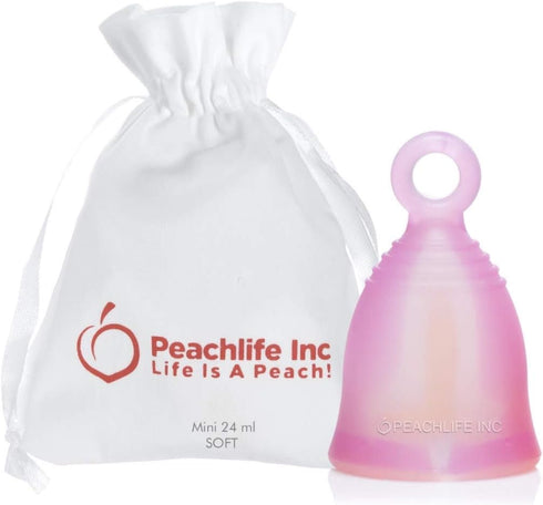 Peachlife Mini Ring Menstrual Cup with Loop Stem Pull, Reusable Silicone Feminine Care, Small