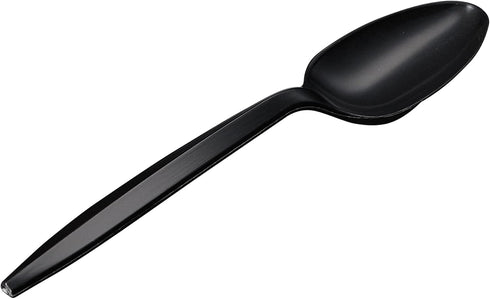 1,000 Bulk Black Plastic Disposable Tea Spoons, Medium Weight Silverware for Events and Catering