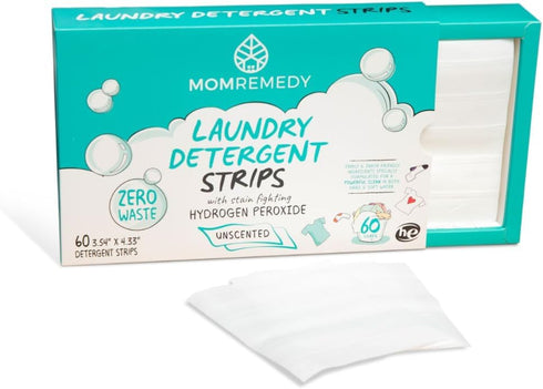 Laundry Detergent Strips, Eco-Friendly Laundry Sheets, Stain Fighting Hydrogen Peroxide, Unscented, 60 Sheets