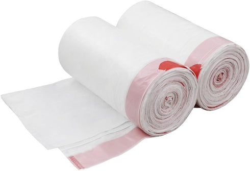 7 Gallon White Drawstring Trash Bags - Medium Garbage Bags, 2 Rolls/120 Counts
