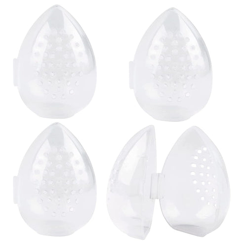 Framendino 4 Pack Breathable Makeup Sponge Case, Protective Plastic Beauty Blender Holder for Women Girls
