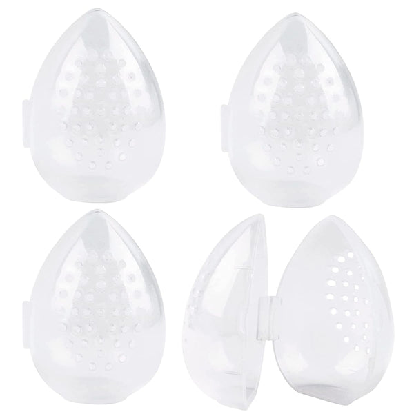 Framendino 4 Pack Breathable Makeup Sponge Case, Protective Plastic Beauty Blender Holder for Women Girls