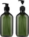 Yebeauty Pump Bottles, 17oz/500ml Liquid Soap Dispenser, Large Empty Plastic Refillable Containers, 2 Pack Green