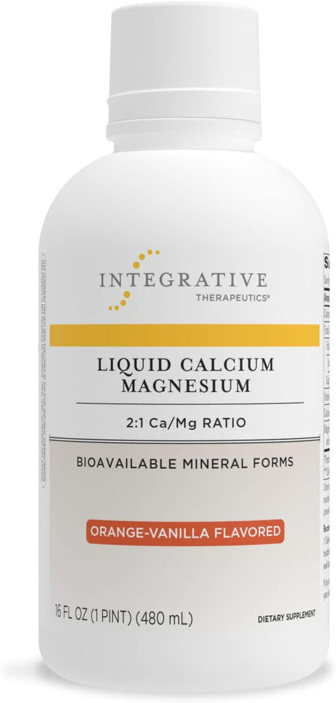 Integrative Therapeutics Liquid Calcium Magnesium (2:1) - Bioavailable Mineral Forms - Orange Vanilla Flavored - 16 fl