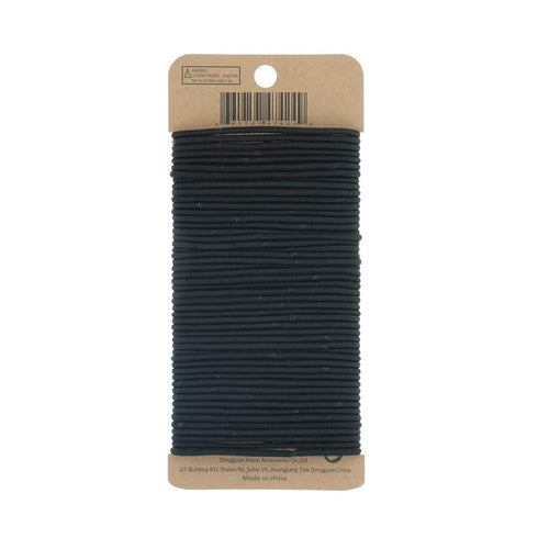 Minihope No-Metal Girls Elastic Hair Ties, Women's Black Elastics, 50 Count, 2mm Hair Elastics