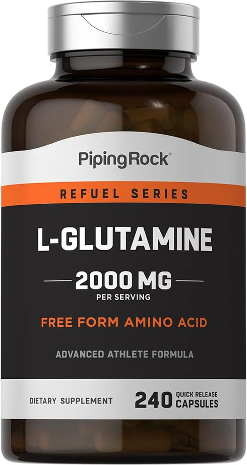 Piping Rock L Glutamine Capsules, 2000 mg, 240 Count, Non-GMO, Gluten Free Amino Acid Supplement