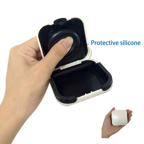 Hard Small Hearing Aid Case, Splashproof with Cushioned Interior for 2 Hearing Aids, ITE, RIC, CIC