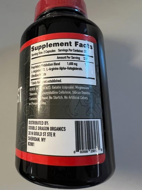 Nitric Oxide Booster Supplement, 1600mg Extra Strength L-Arginine, Citrulline Malate, Alpha-Ketoglutarate (60 Count)