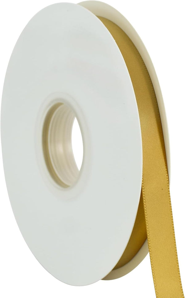 TONIFUL 1/2 Inch x 50yd Dark Gold Satin Ribbon for Gift Wrapping, Floral Bouquets, Craft Making, Party Decoration