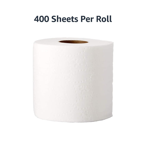 AmazonCommercial 2-Ply Ultra Plus Individually Wrapped Toilet Paper, Septic Safe, Compatible with Standard Dispensers, Unscented, 9600 Count, 24 Pack of 400 Sheets per Roll (4.1" x 3.6" Sheet), White